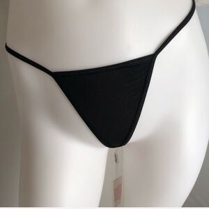 Black stretch satin g-string thong panty M/L